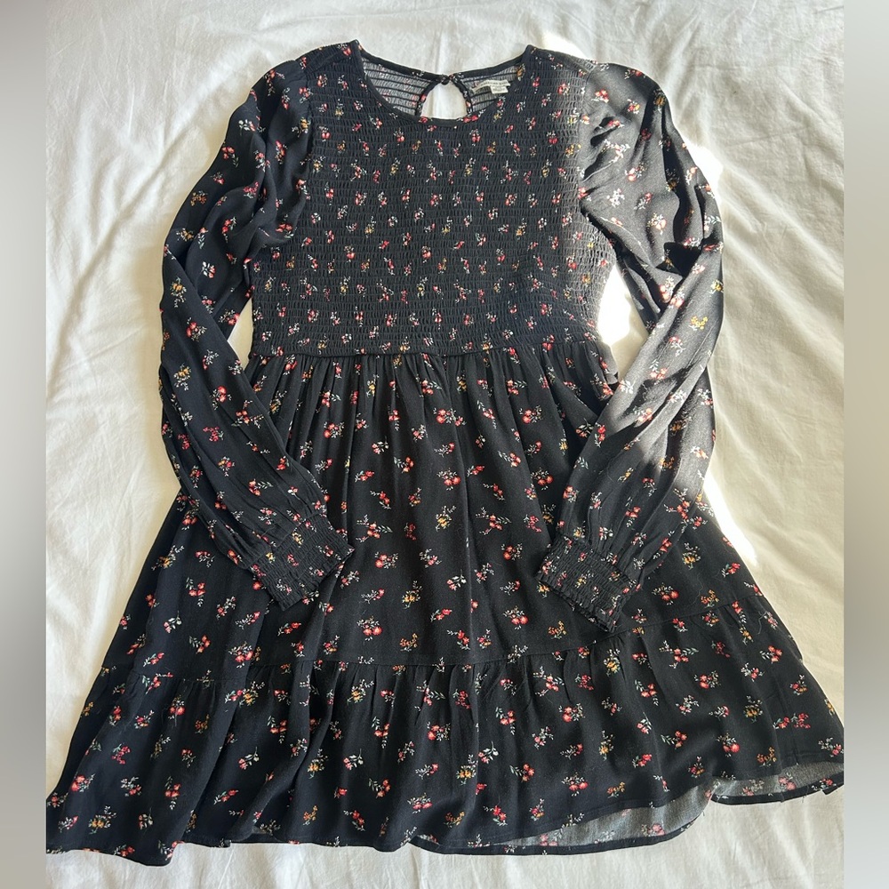 American Eagle Floral Black Dress